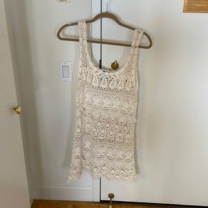 Cream crochet beach cover up